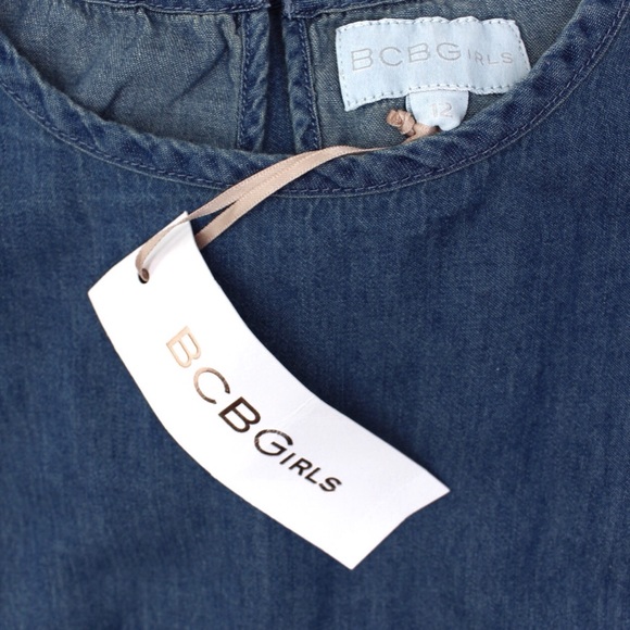 BCBG Girls Chambray Denim Mixed Pattern Dress 12 - Picture 7 of 7